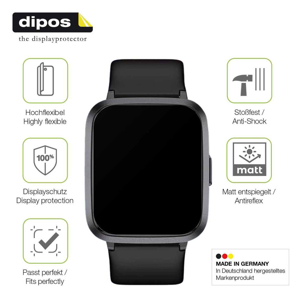 2x Full Cover matte Film for LETSACTIV ID205U Smartwatch Screen Protector