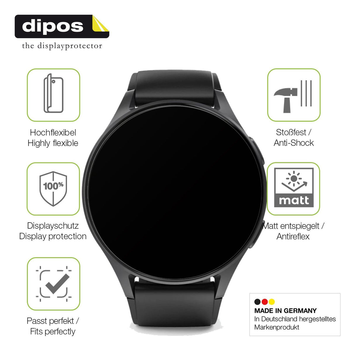 2x Full Cover matte Film for Hama 8900 1.32 Zoll Smartwatch Screen Protector