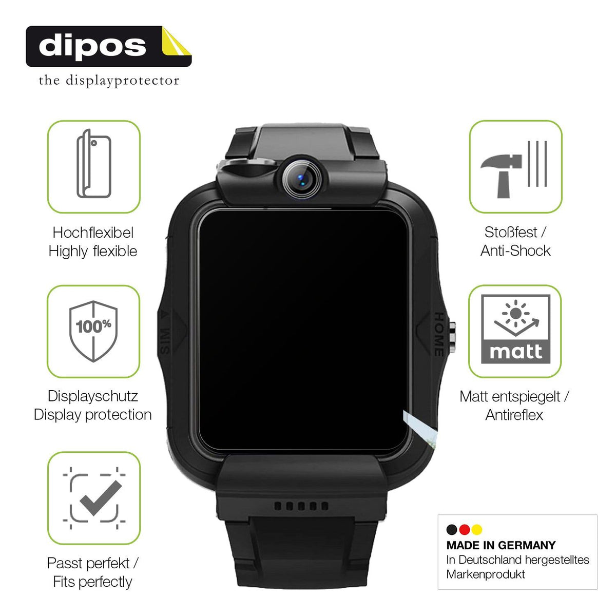 2x Full Cover matte Film for DDIOYIUR Kinder Smartwatch Screen Protector