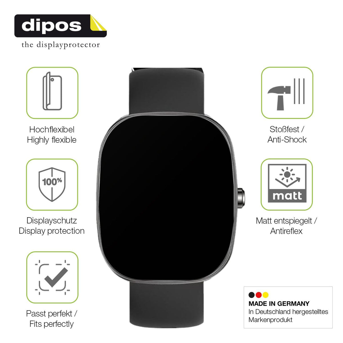 2x Full Cover matte Film for UPDEI S5 Smartwatch 1.83 Zoll Screen Protector