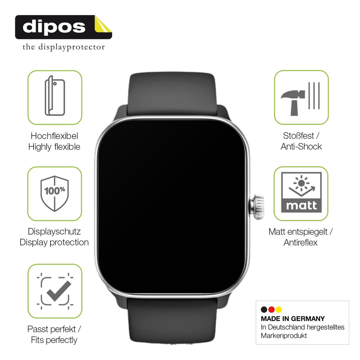 2x Full Cover matte Film for Beafon 102 Smartwatch 1.83 Zoll Screen Protector