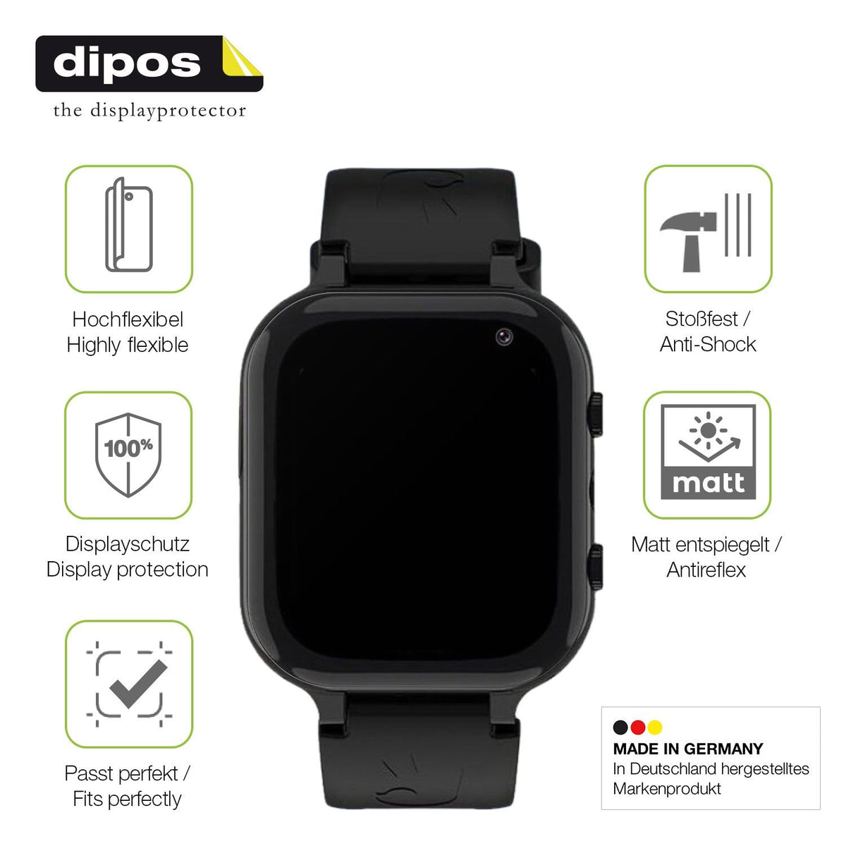 2x Full Cover matte Film for Ruopoem Smartwatch Kinder Screen Protector