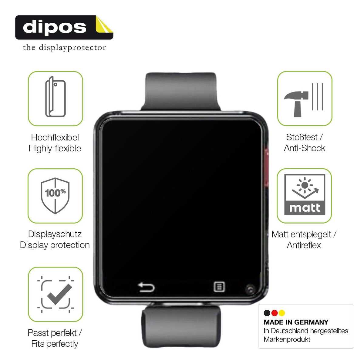 2x Full Cover matte Film for AIEK 4G Smartwatch 2.64 Zoll Screen Protector