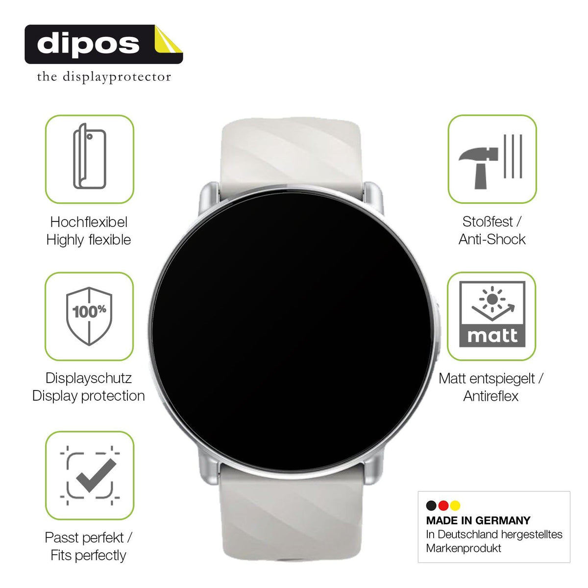 2x Full Cover matte Film for Miecgth Smartwatch 1.39 Zoll Screen Protector