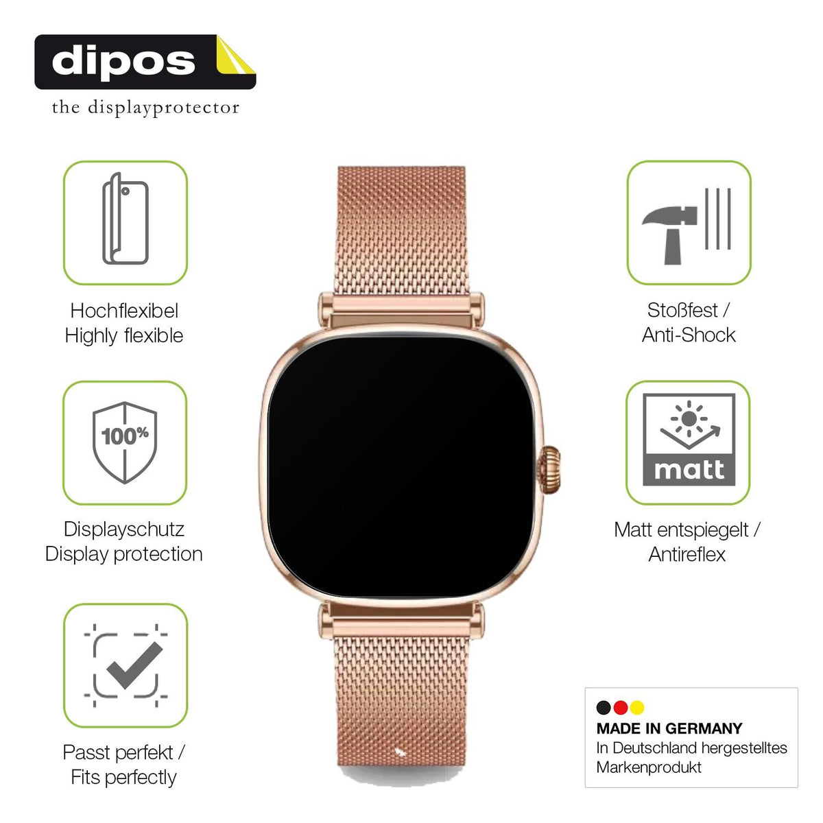 2x Full Cover matte Film for KSIX Iria Smartwatch 1.7 Zoll Screen Protector
