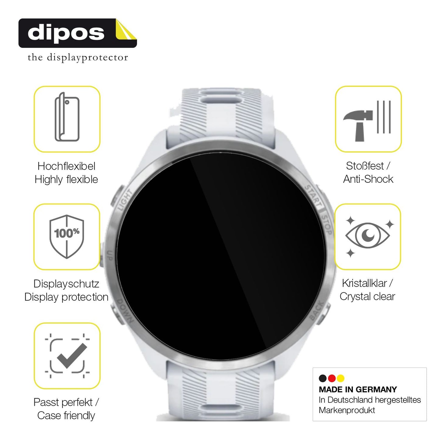 2x Screen Protector for Garmin Forerunner 975 Protective Film covers 100% dipos