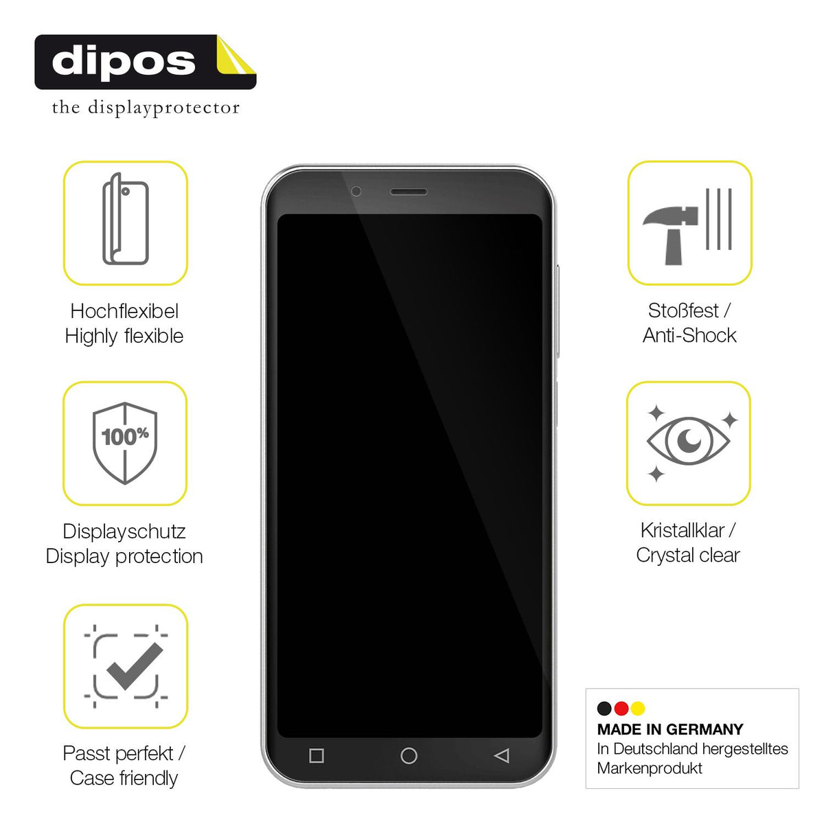 2x Screen Protector for Emporia Smart.4 Protective Film covers 100% dipos Flex
