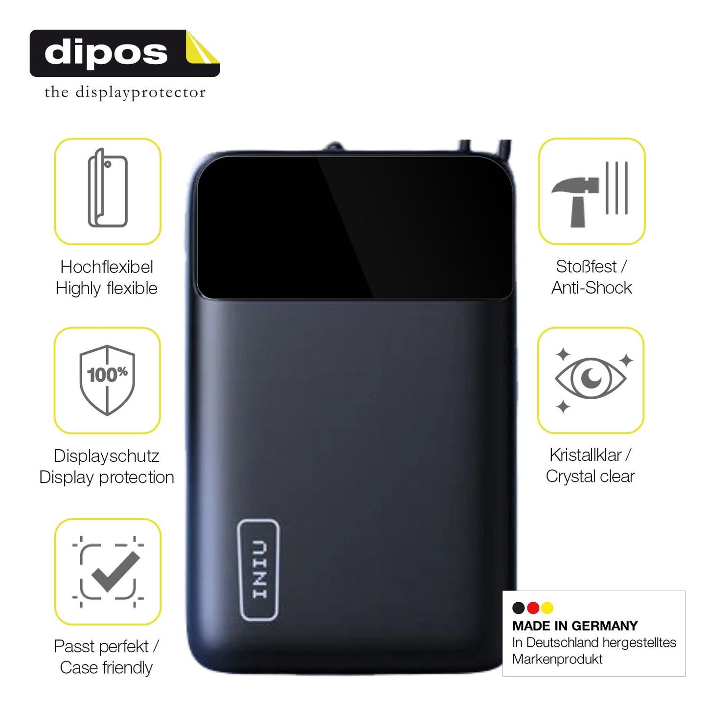 2x Screen Protector for INIU Carry P51-E2 Protective Film covers 100% dipos Flex