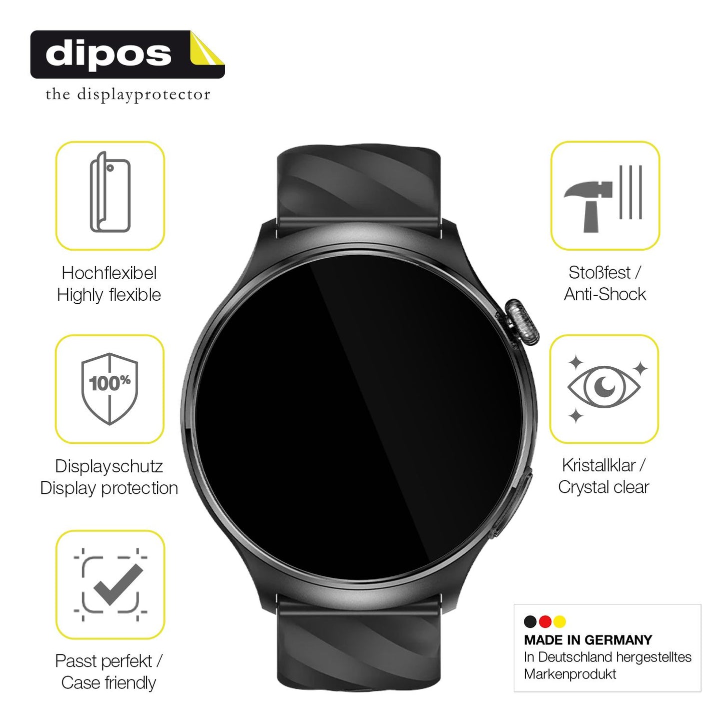 2x Screen Protector for Knauermann Pro 4 Protective Film covers 100% dipos Flex