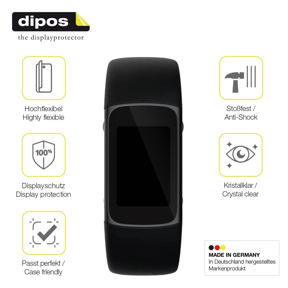 dipos FLEX 2x Clear Screen Protector for Fitbit Charge 6