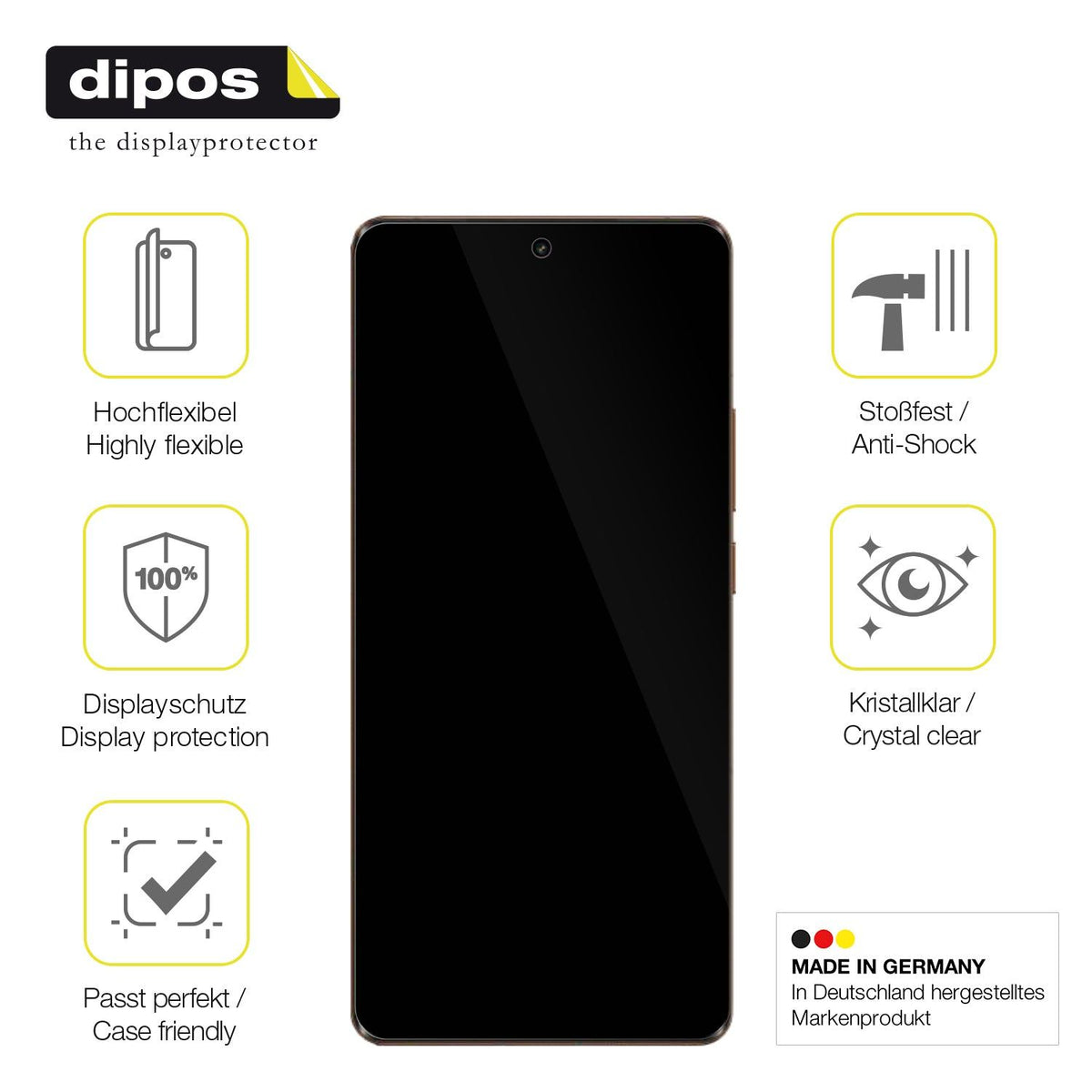 2x Screen Protector for Realme GT5 Pro Protective Film covers 100% dipos Flex