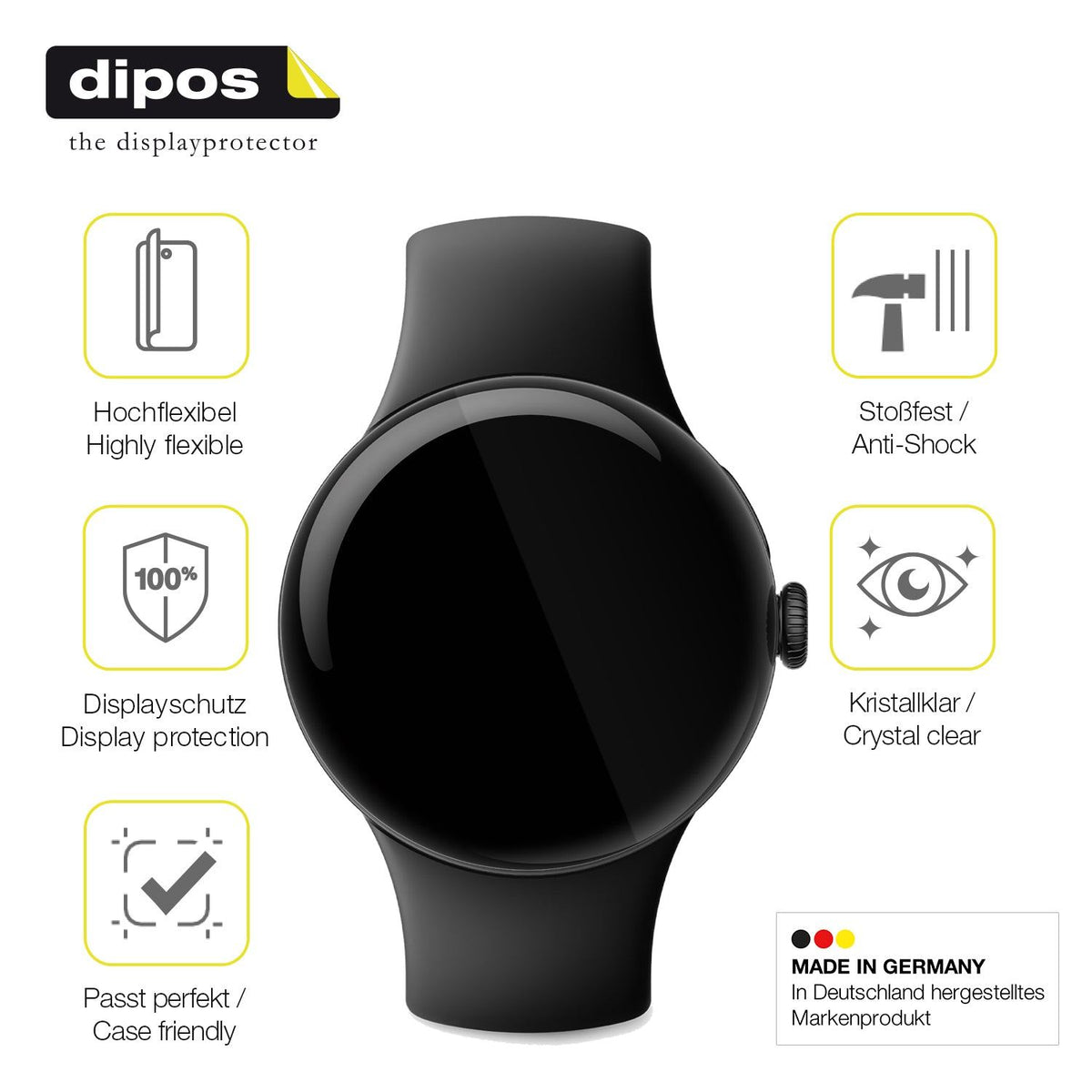 dipos FLEX 2x Clear Screen Protector for Google Pixel Watch 1