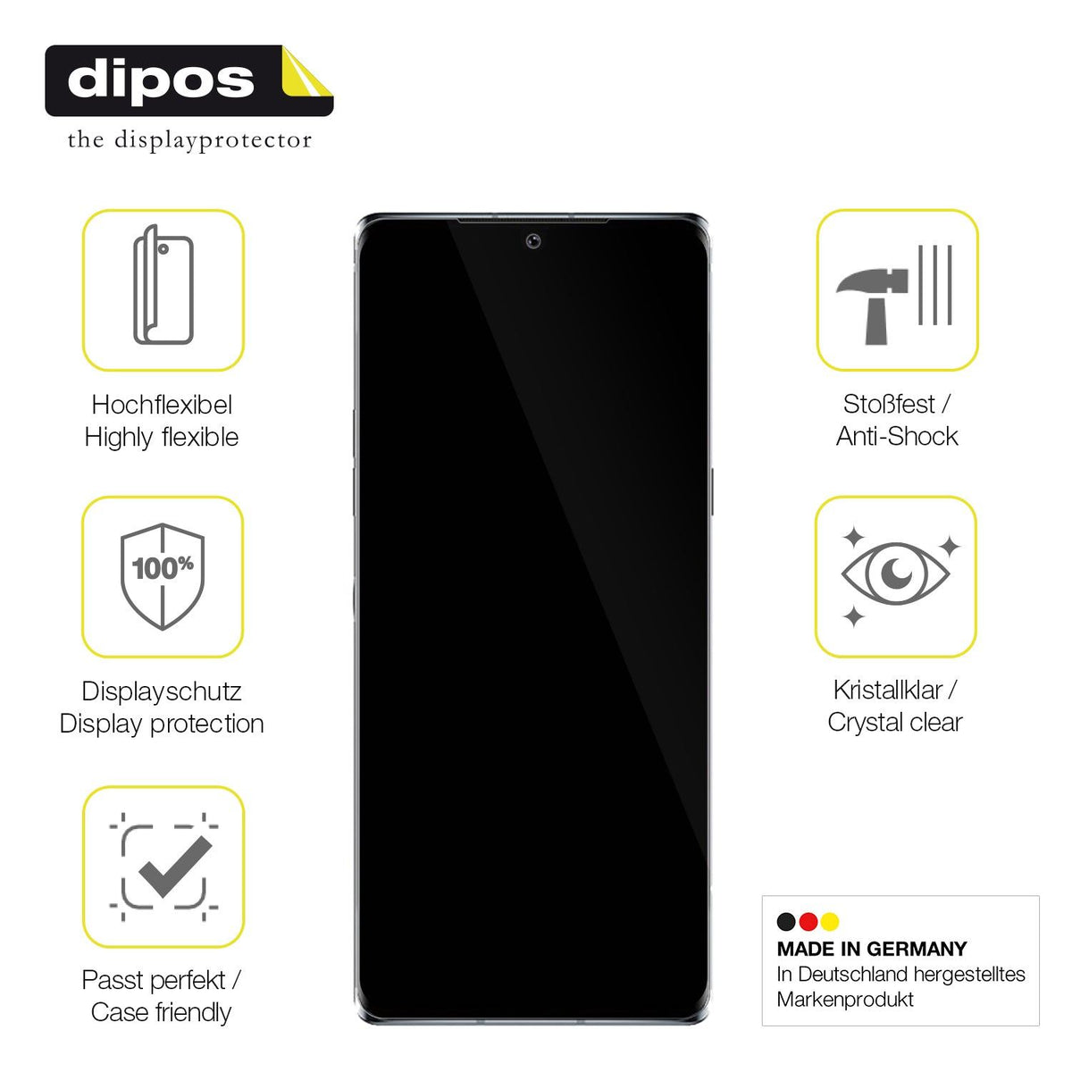 3x Screen Protector for LG Velvet 5G UW Protective Film covers 100% dipos Flex