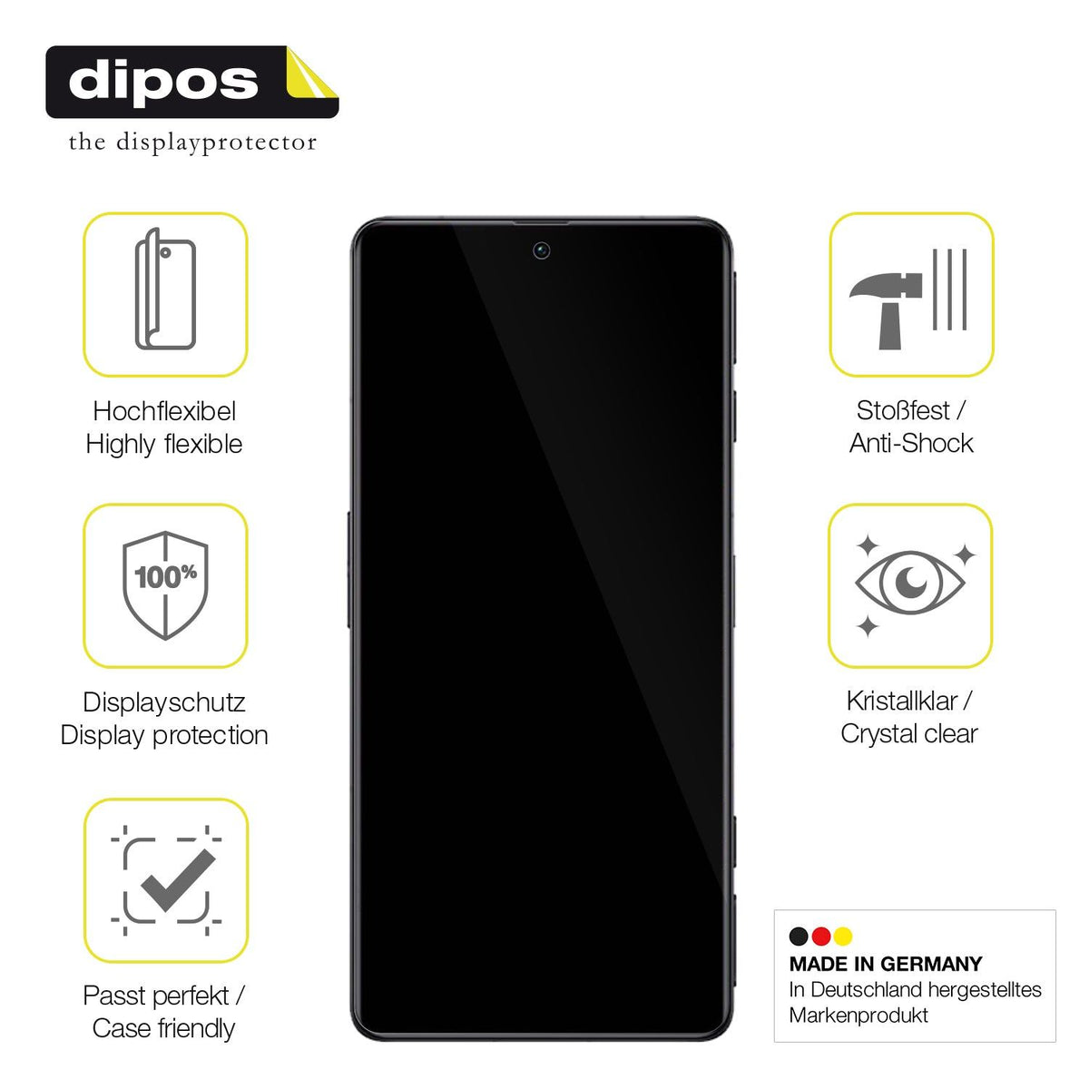 3x Screen Protector for Xiaomi Poco F4 GT Protective Film covers 100% dipos Flex
