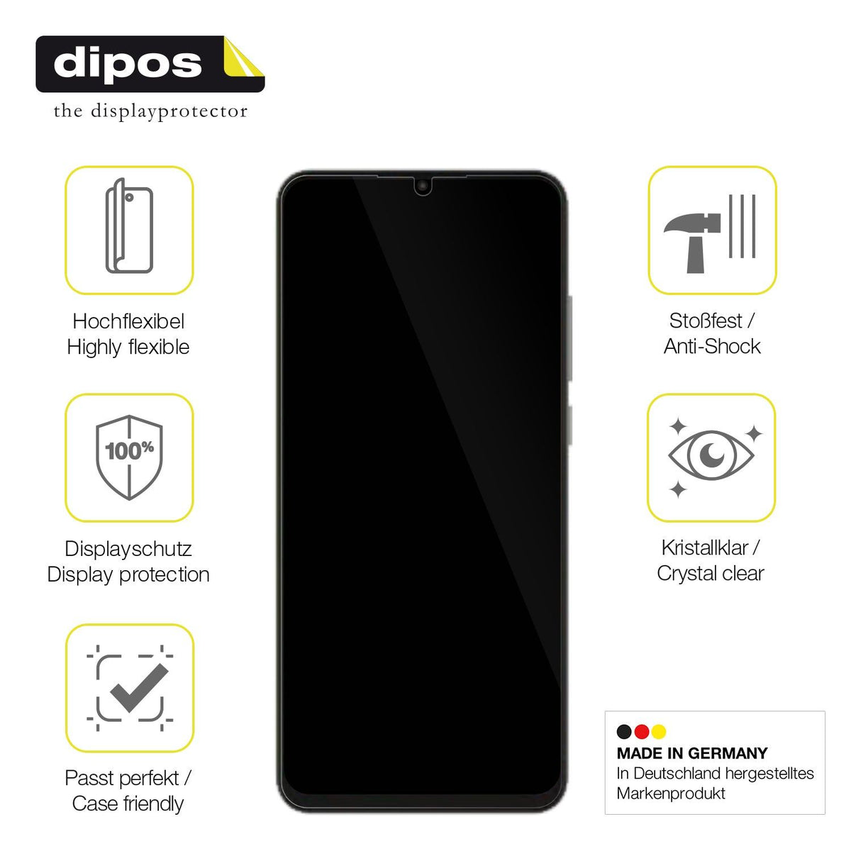 3x Screen Protector for ZTE Blade A52 Protective Film covers 100% dipos Flex