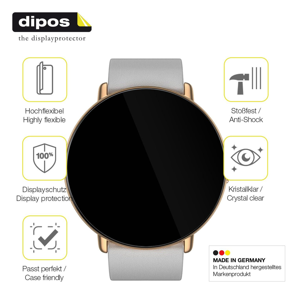 2x Screen Protector for Zepp E Smartwatch Protective Film covers 100% dipos Flex