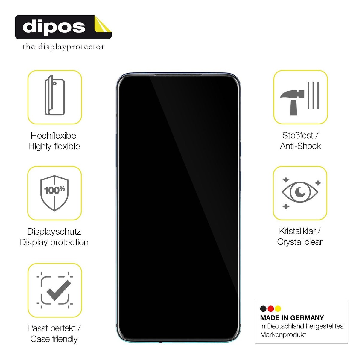 2x Screen Protector for OnePlus 7T Pro Protective Film covers 100% dipos Flex