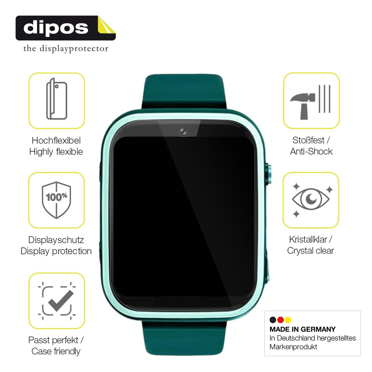 2x Screen Protector for Okyuk T45 Smartwatch Kinder Protective Film covers 100%