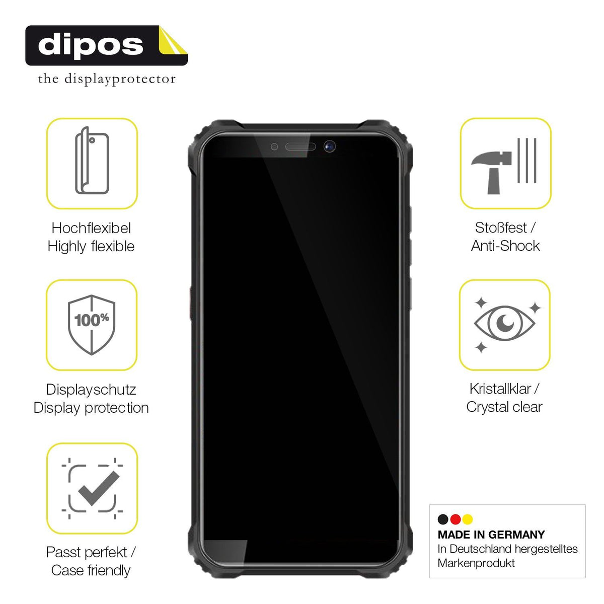 2x Screen Protector for Oukitel WP5 Protective Film covers 100% dipos Flex