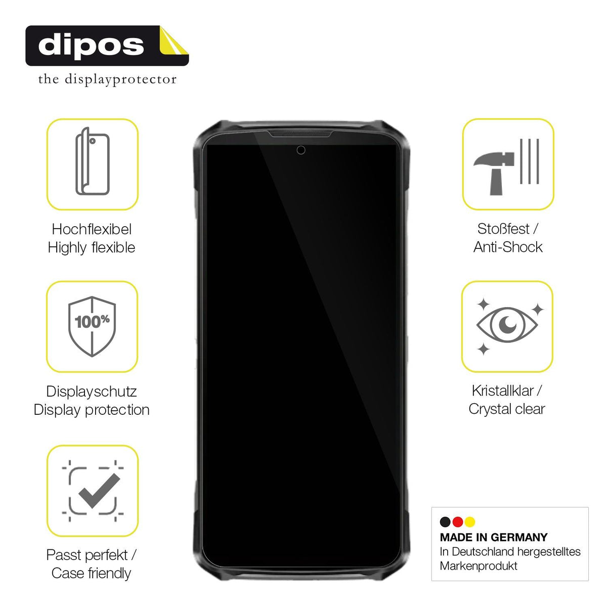 2x Screen Protector for Doogee S119 Protective Film covers 100% dipos Flex
