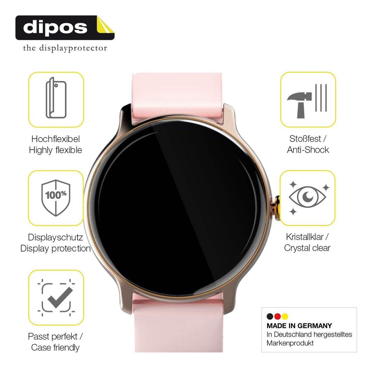 2x Screen Protector for Hama 4910 Smartwatch Protective Film covers 100% dipos