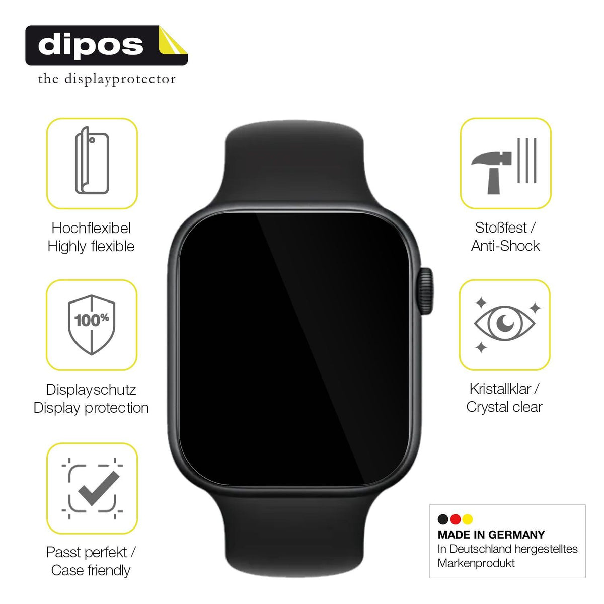 2x Screen Protector for Honor Watch 5 Protective Film covers 100% dipos Flex