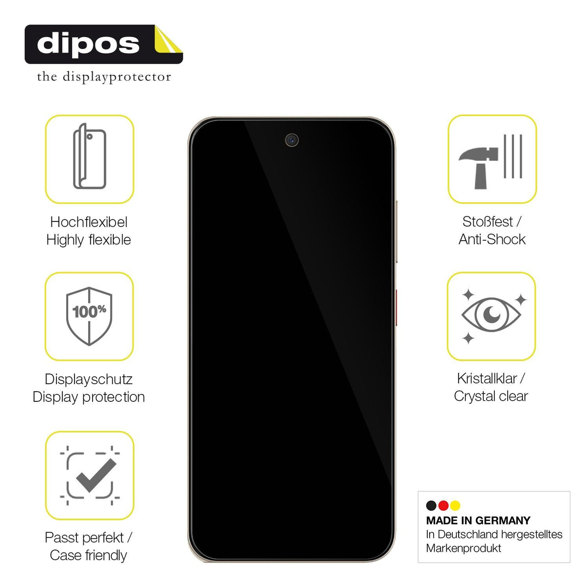 2x Screen Protector for ZTE Blade V70 Protective Film covers 100% dipos Flex