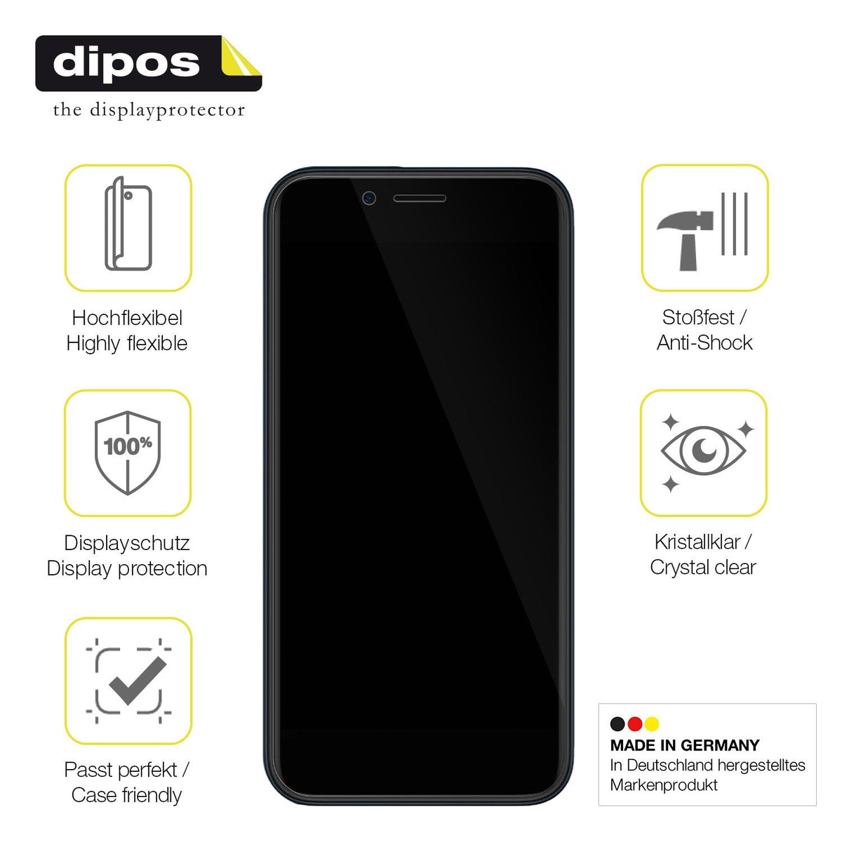 2x Screen Protector for Mobicel MX2 Plus Protective Film covers 100% dipos Flex