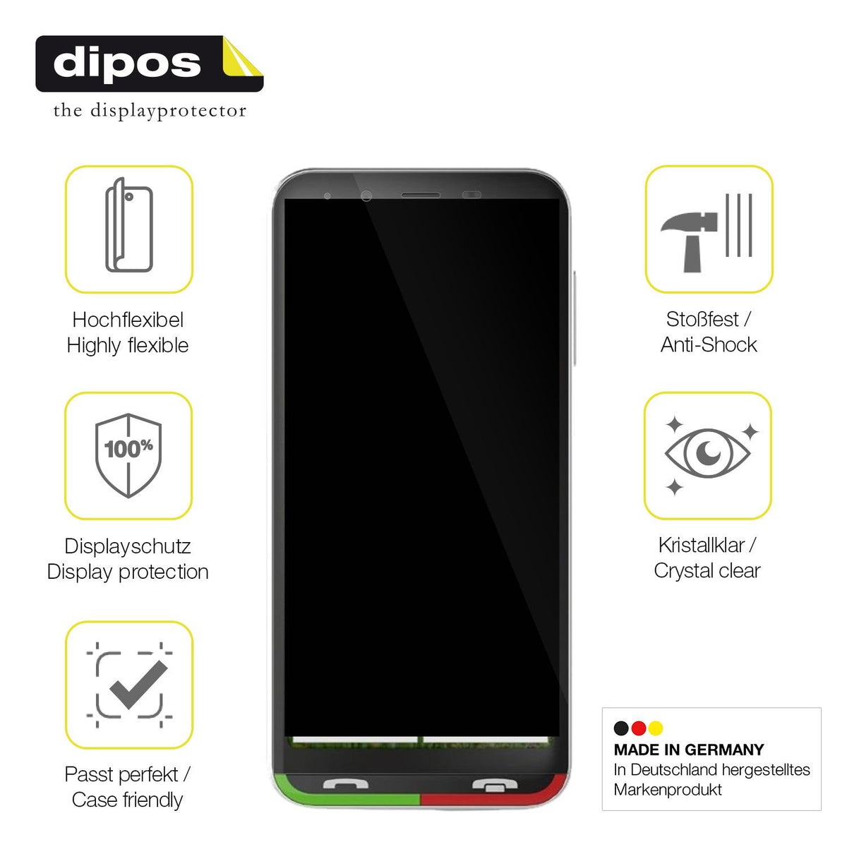 2x Screen Protector for Emporia SUPEReasy Protective Film covers 100% dipos Flex