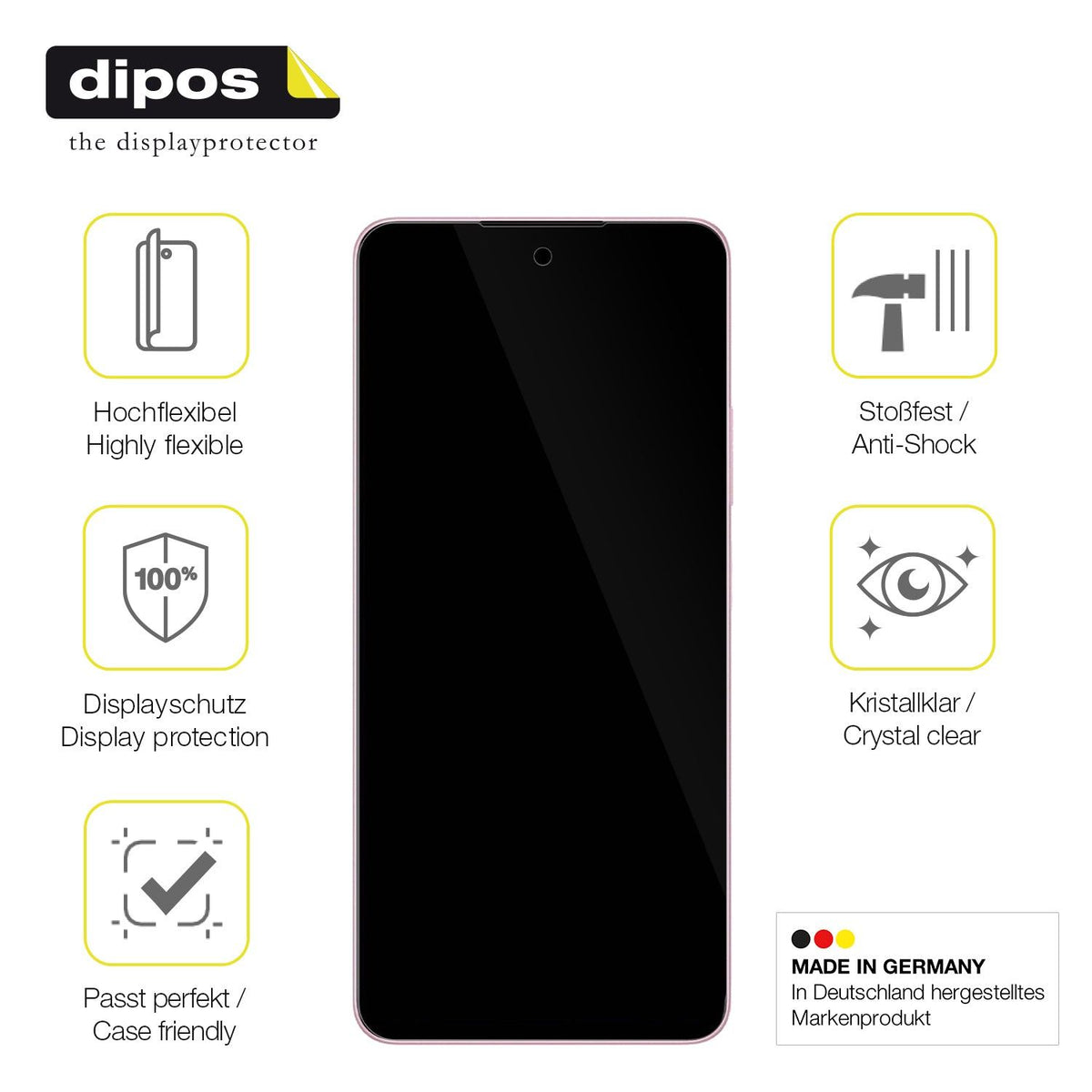 2x Screen Protector for Oppo A5 Energy Protective Film covers 100% dipos Flex