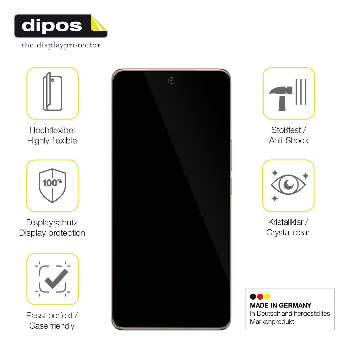 2x Screen Protector for Vivo V50e Protective Film covers 100% dipos Flex
