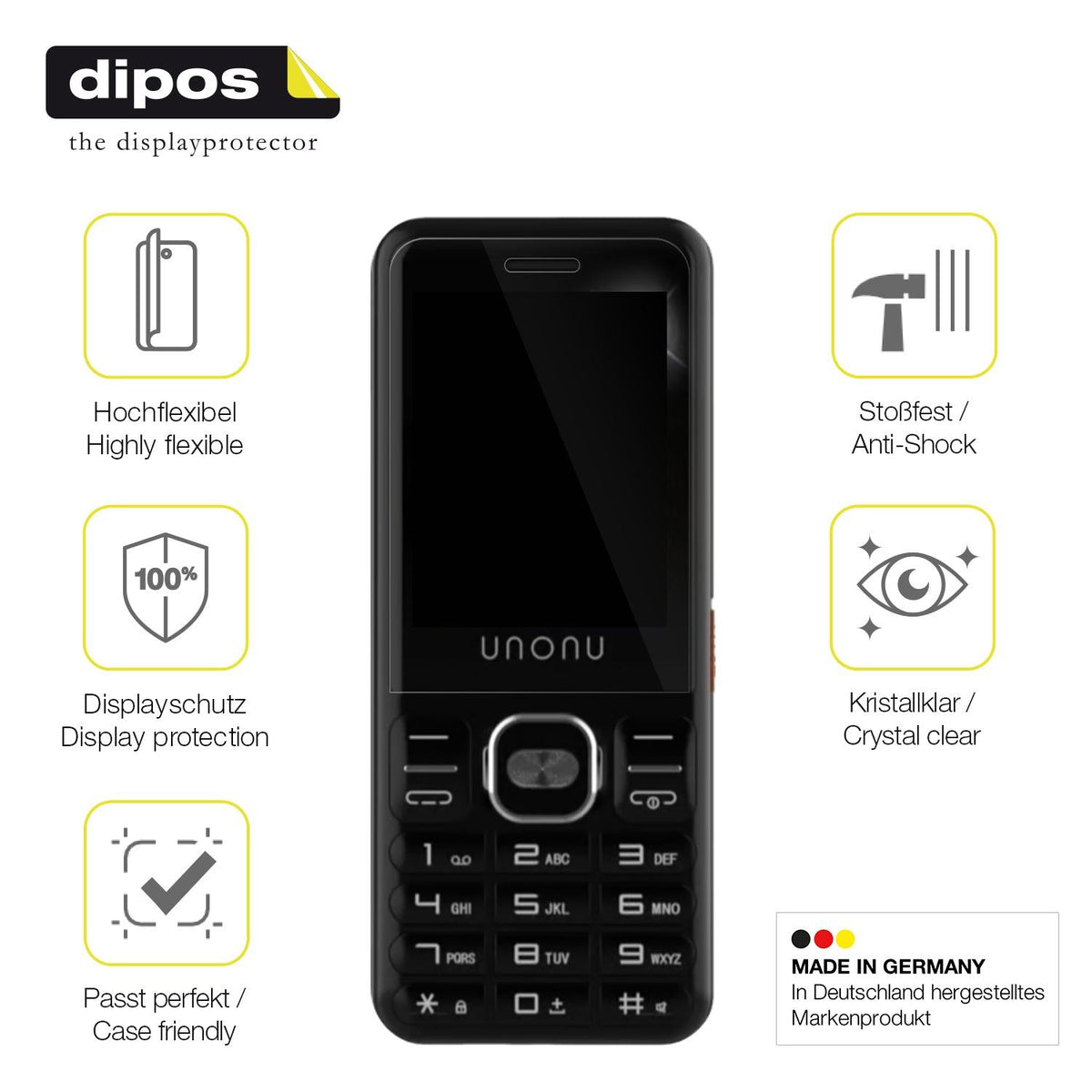 2x Screen Protector for Unonu U10L Protective Film covers 100% dipos Flex