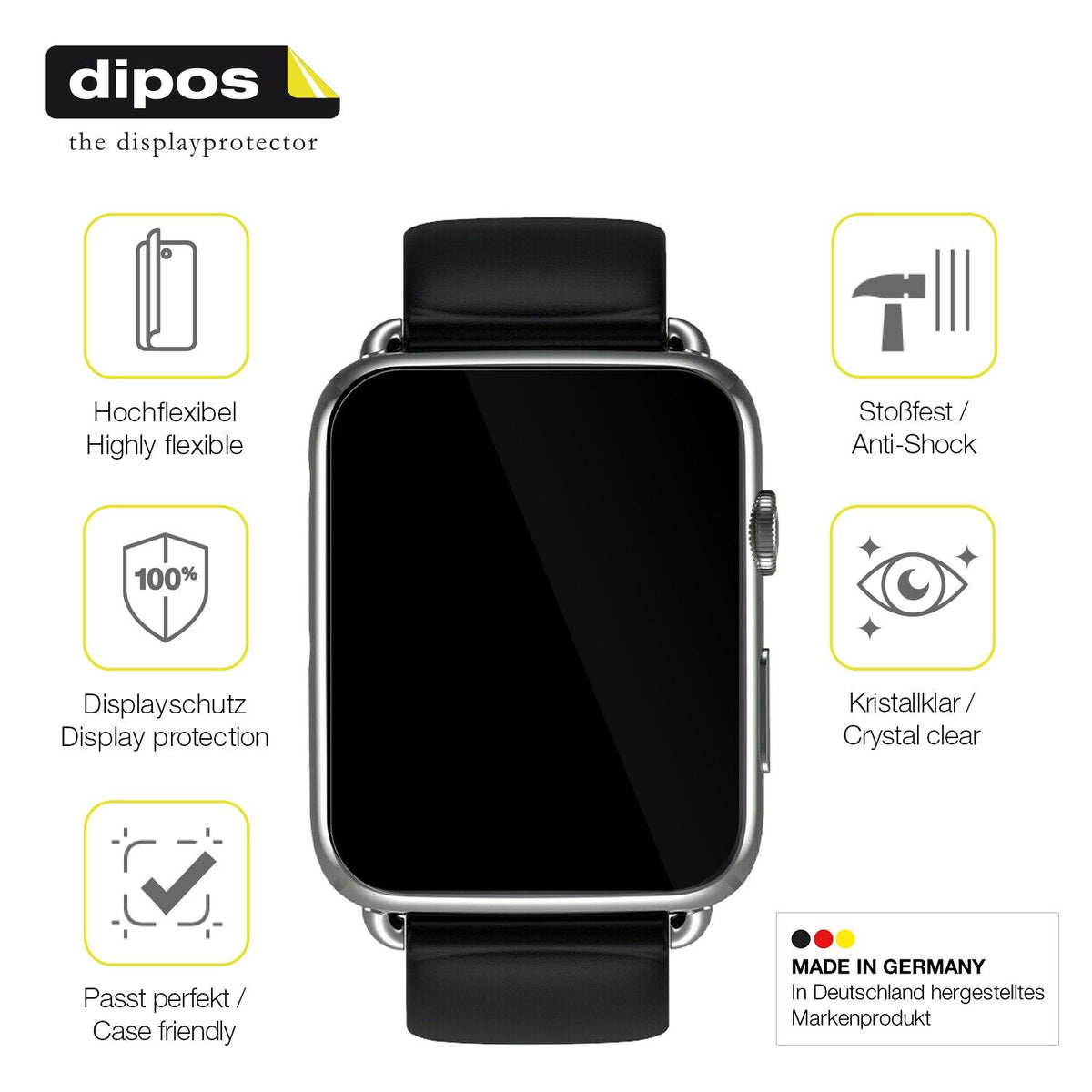 2x Screen Protector for Smartwatch DM20 1.88 Zoll Protective Film covers 100%