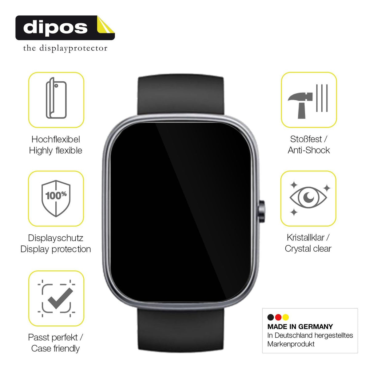 2x Screen Protector for QCOQ T60 1.91 Zoll Protective Film covers 100% dipos