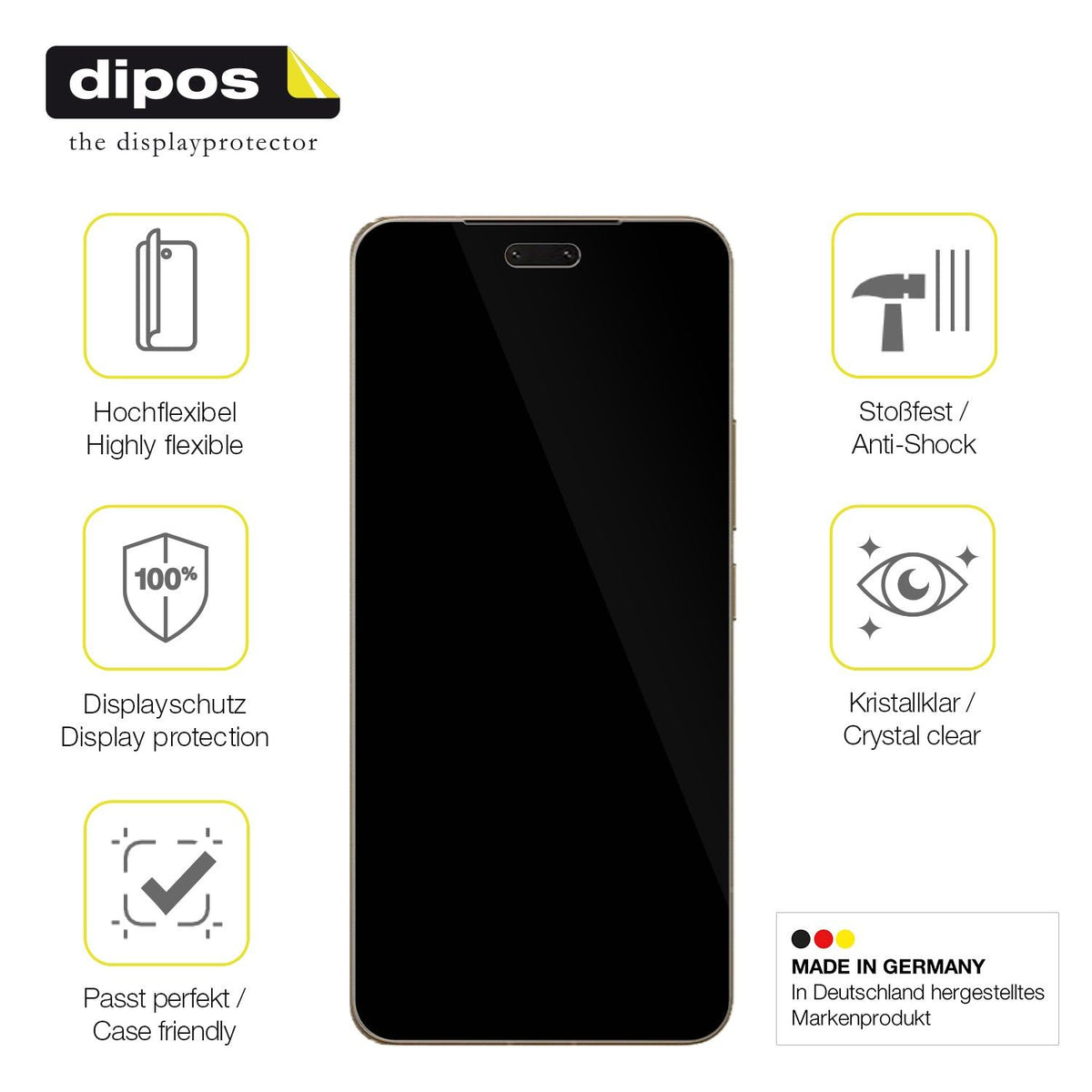 2x Screen Protector for Xiaomi Civi 5 Pro Protective Film covers 100% dipos Flex