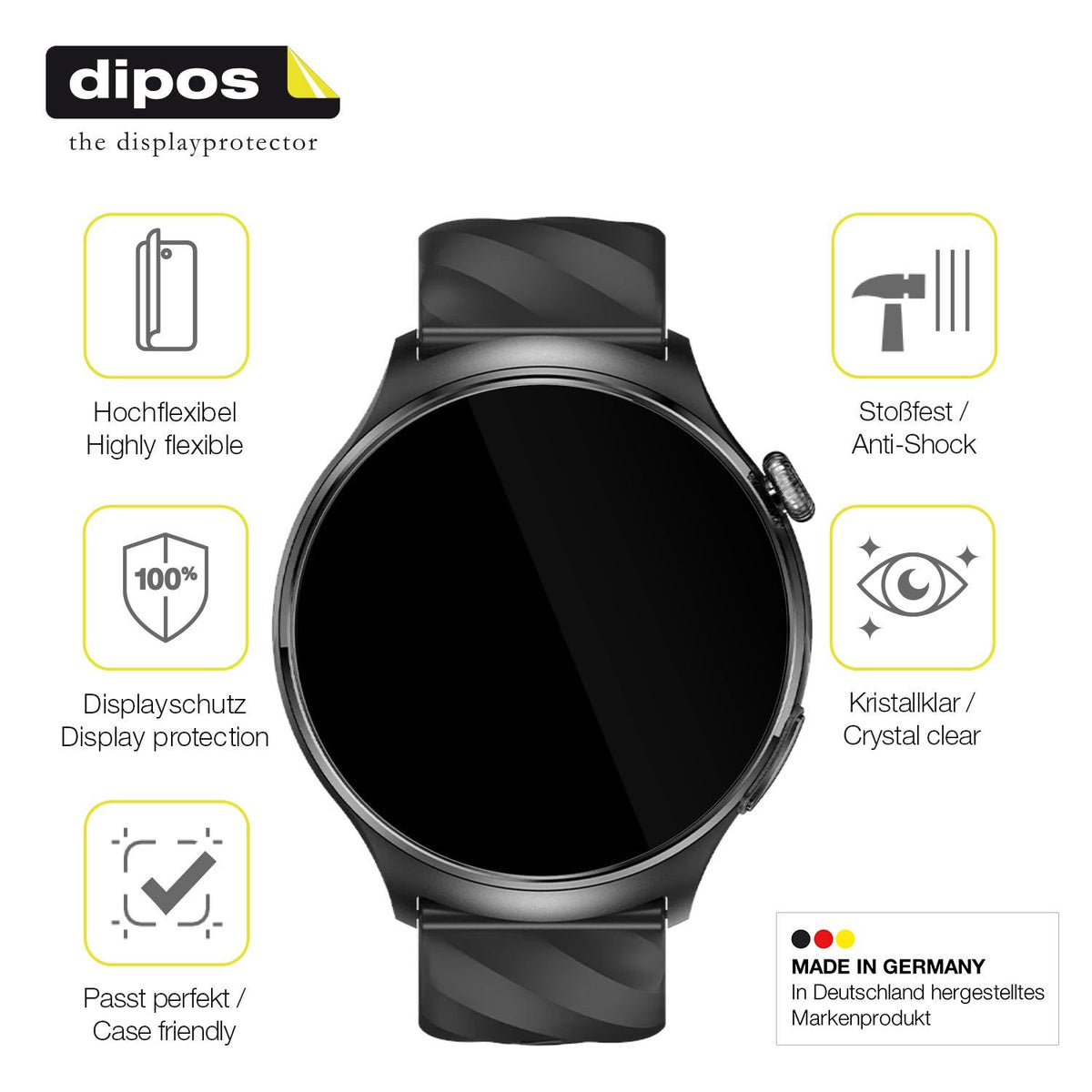 2x Screen Protector for Knauermann Pro 4 Protective Film covers 100% dipos Flex