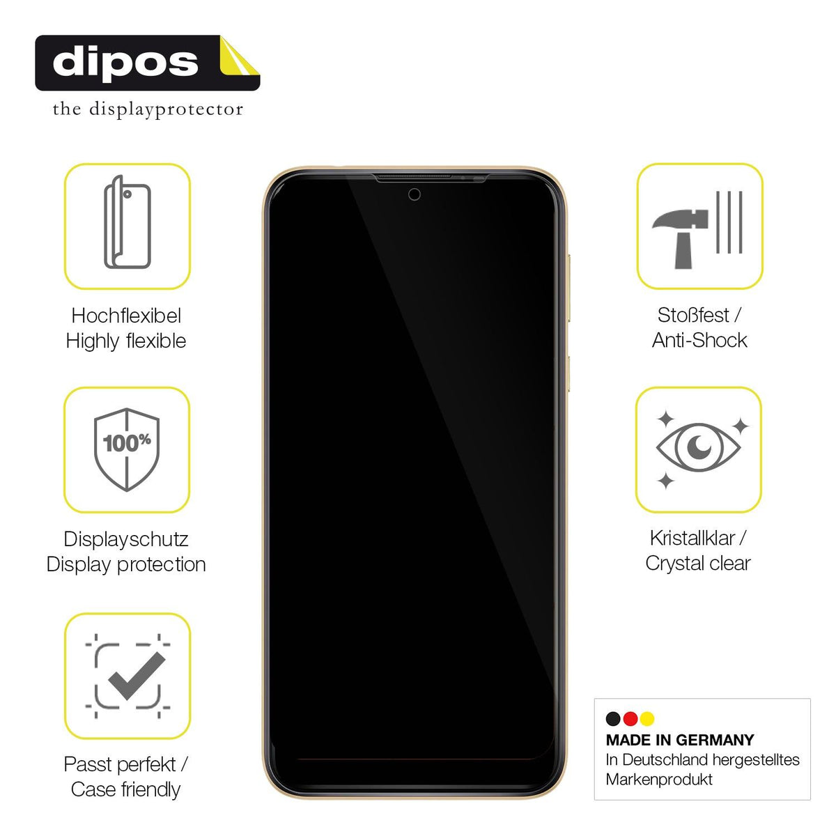 2x Screen Protector for Wiko Y81 Protective Film covers 100% dipos Flex