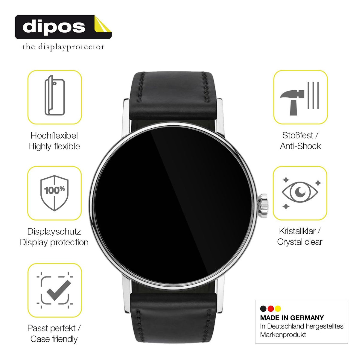 2x Screen Protector for NOMOS Glashütte Ludwig Protective Film covers 100%