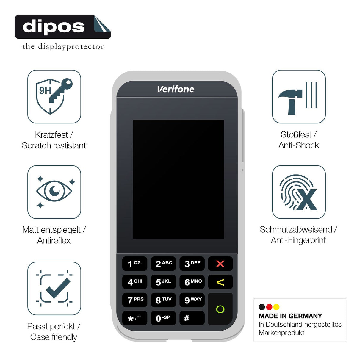 2x Screen Protector for Verifone e285 matte Flexible Glass 9H dipos