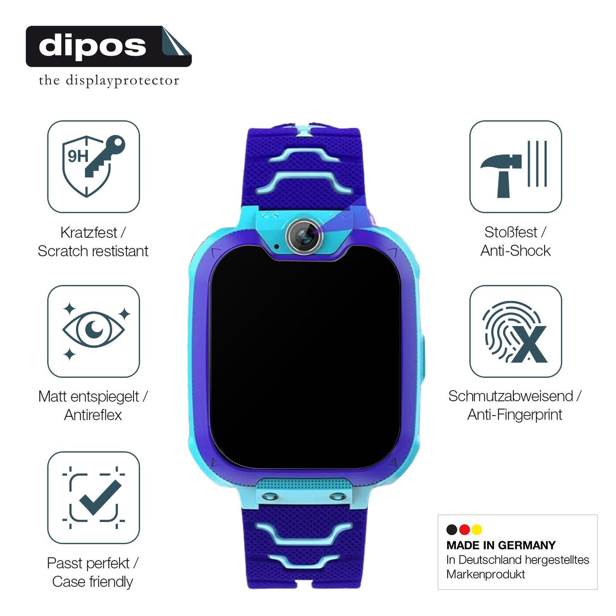 2x Screen Protector for Jubunrer Bleu Kids Smartwatch matte Flexible Glass 9H