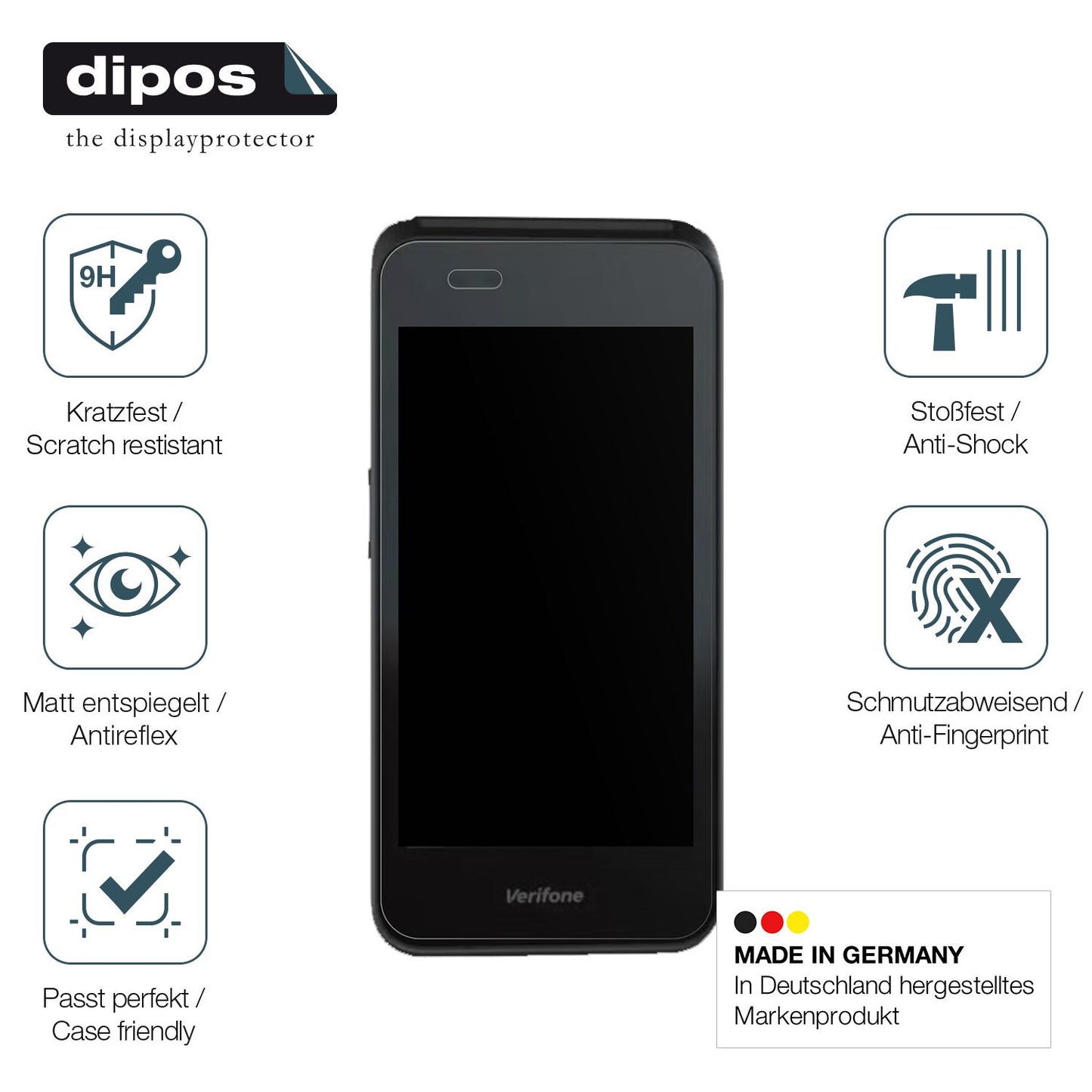 2x Screen Protector for Verifone Carbon Mobile 5 matte Flexible Glass 9H dipos