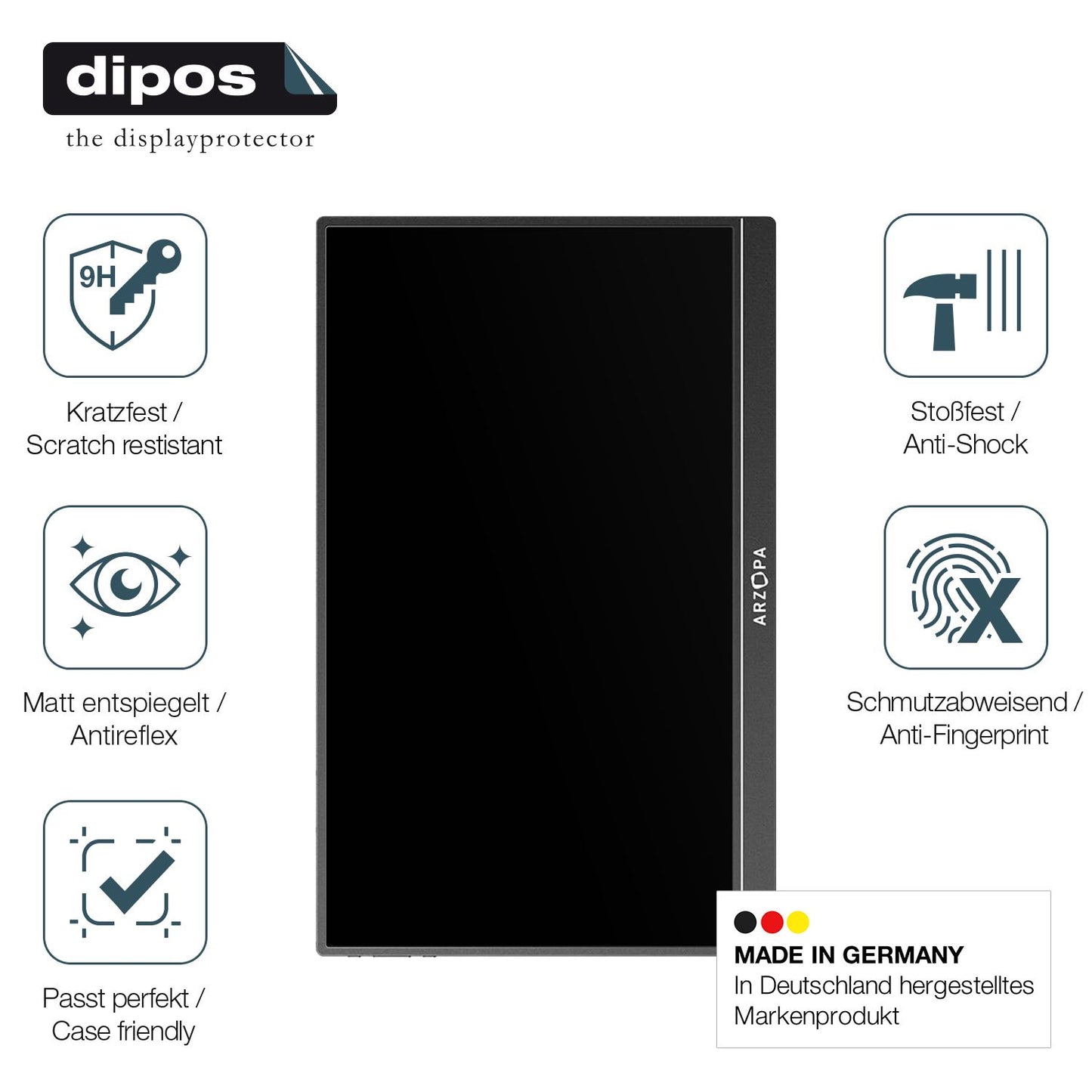 2x Screen Protector for Arzopa Z1RC 16 Zoll matte Flexible Glass 9H dipos