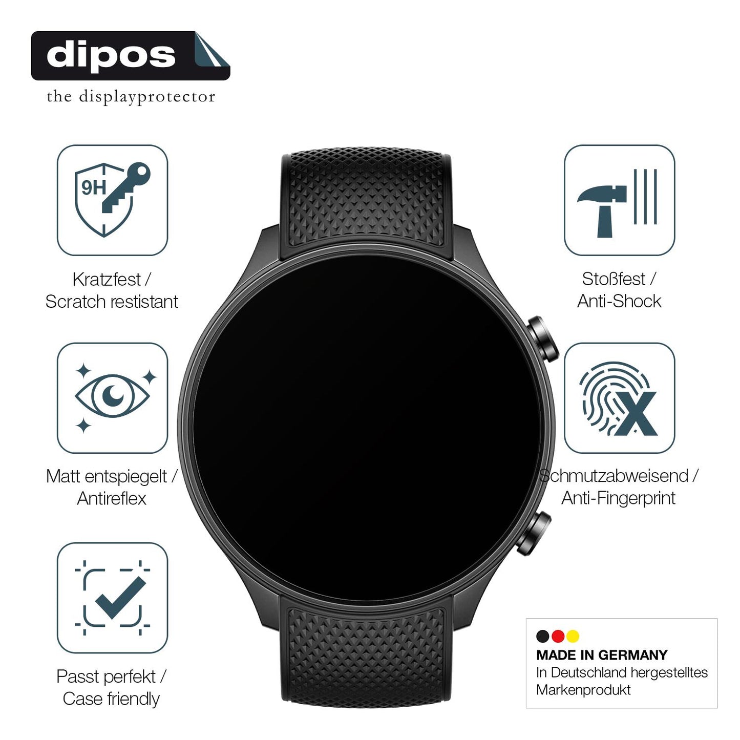 2x Screen Protector for OnePlus Watch 2R matte Flexible Glass 9H dipos