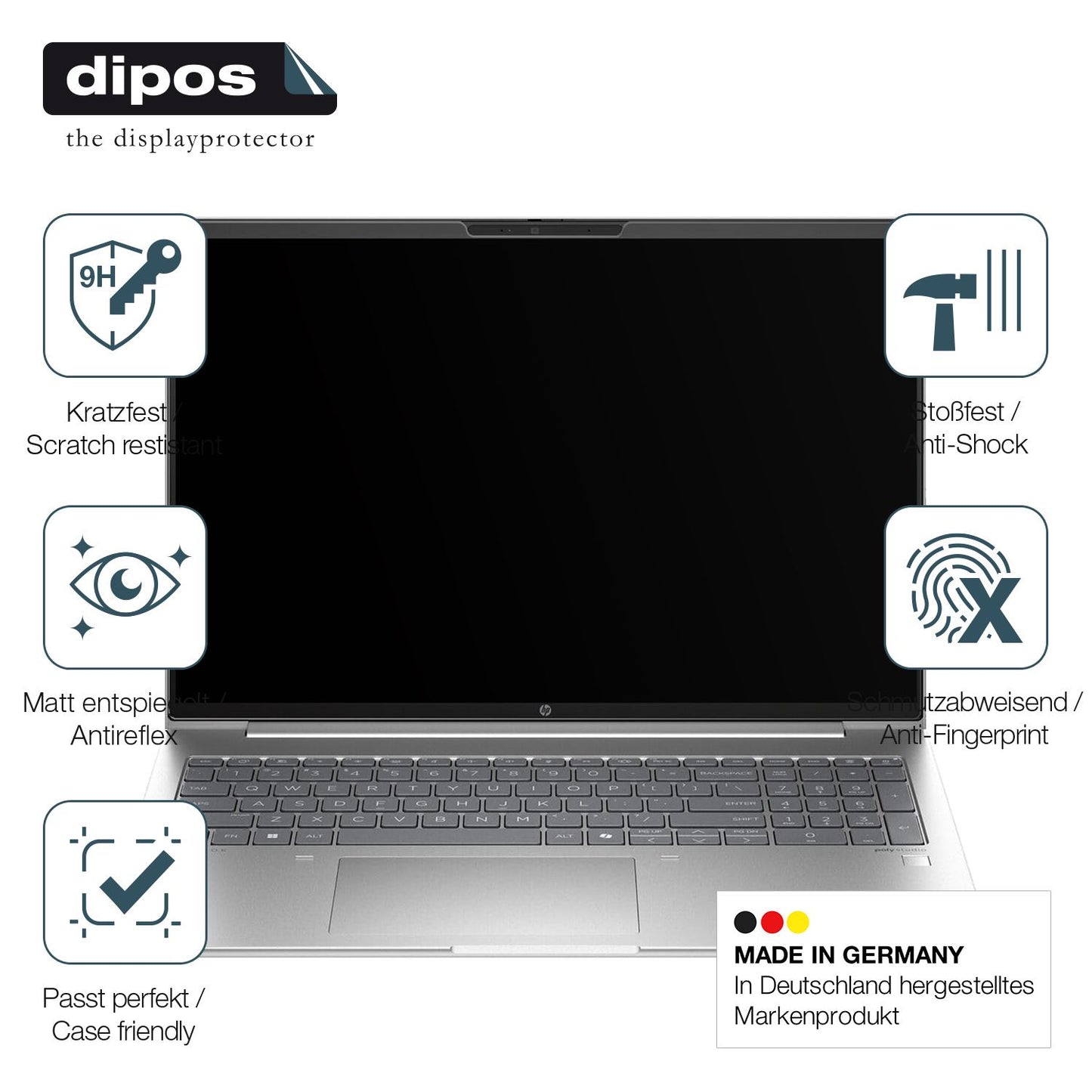 2x Screen Protector for HP ProBook 460 G11 16 Zoll matte Flexible Glass 9H dipos