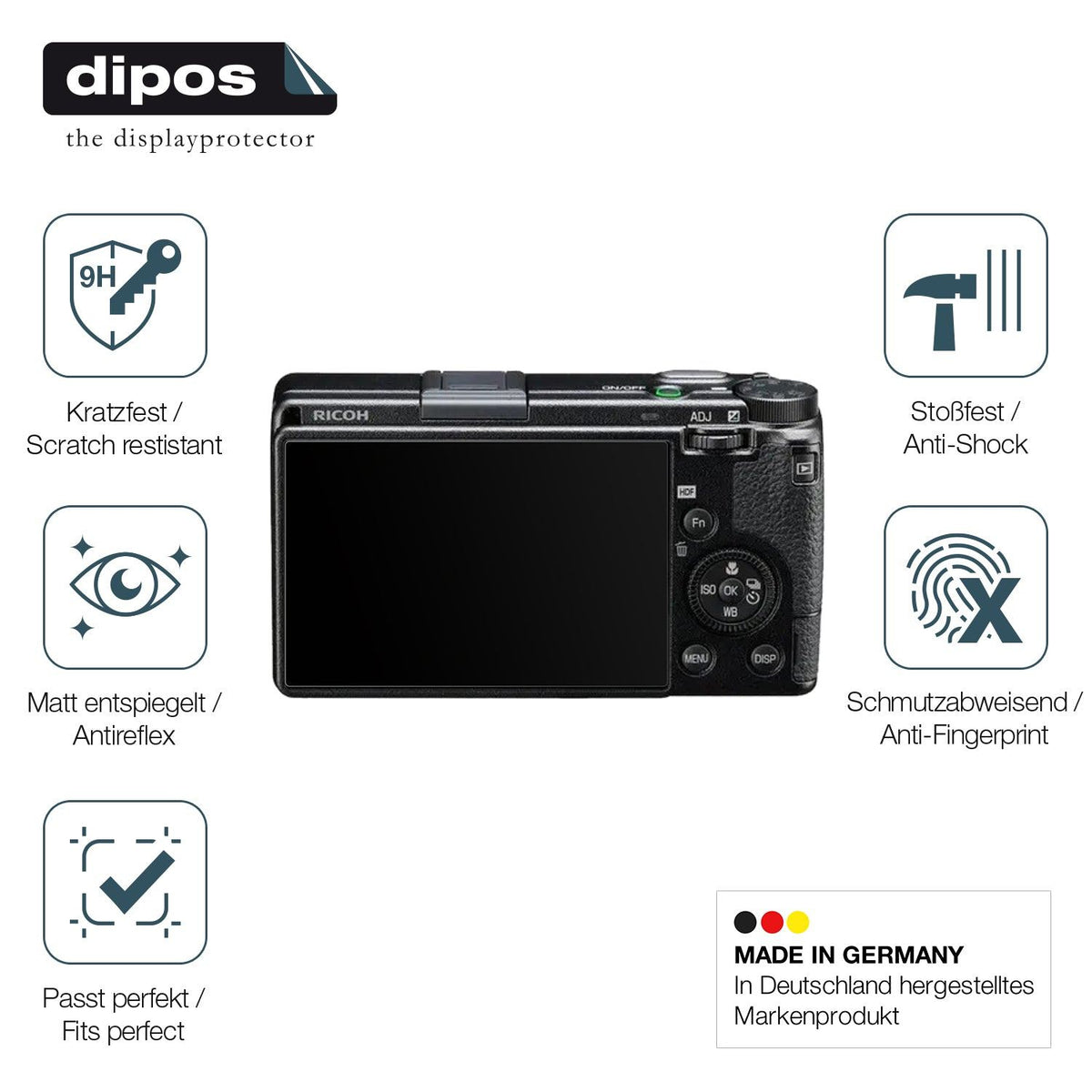 2x Screen Protector for RICOH GR IIIx HDF matte Flexible Glass 9H dipos