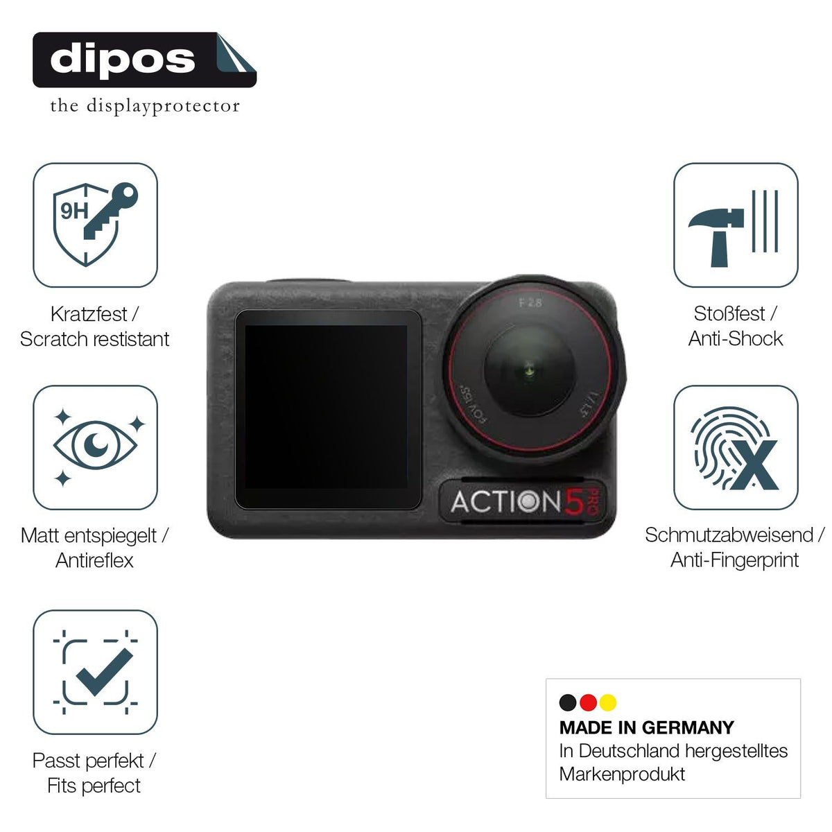 2x Screen Protector for Apexcam M80 Air Actioncam matte Flexible Glass 9H dipos