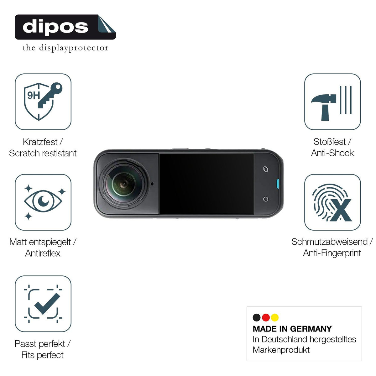 2x Screen Protector for Insta360 X5 matte Flexible Glass 9H dipos