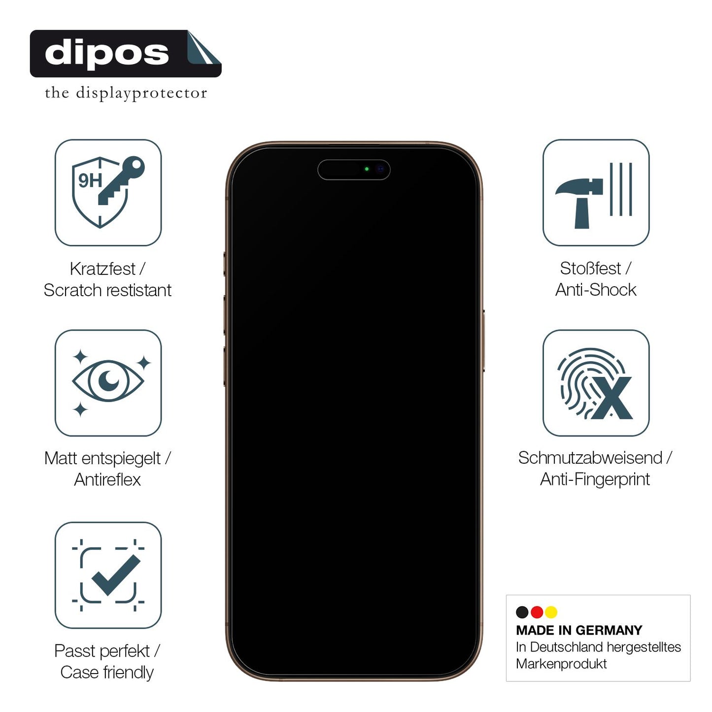 2x Screen Protector for Apple iPhone 16 Pro matte Flexible Glass 9H dipos