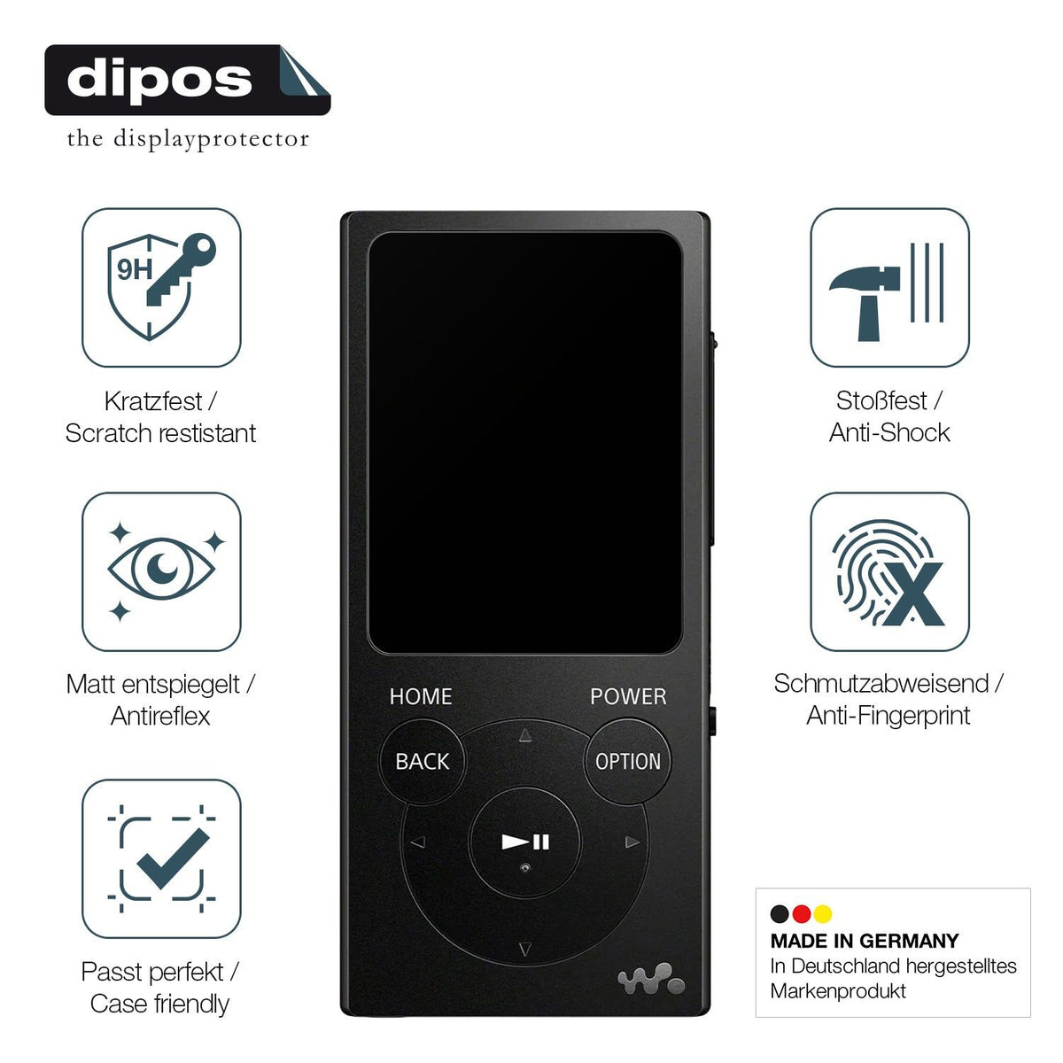 2x Screen Protector for Sony NW-e394 matte Flexible Glass 9H dipos