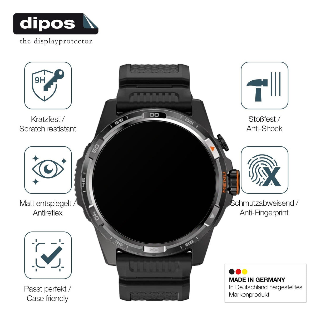 2x Screen Protector for ticWatch Atlas matte Flexible Glass 9H dipos